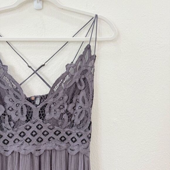 Free People L112316 Womens Dark Grey Adella Frilled Chemise Dress Size Medium - Picture 3 of 11